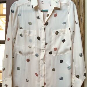 Elegant Polka Dot Blouse - Cream